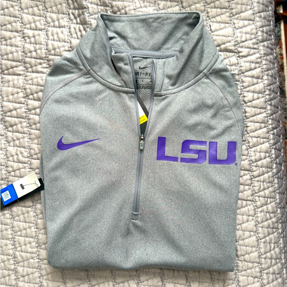 Nike Women’s LSU Dri-Fit quarter Zip Up 
Color: Gray 
size: Small